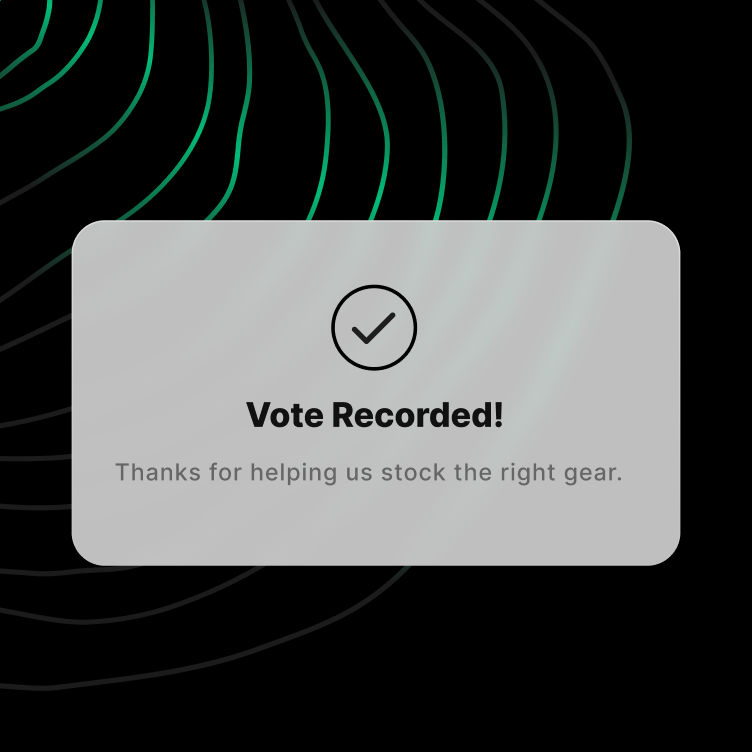 ProductPoll voting widget showing customer vote confirmation popup after selecting preferred product design in Shopify store